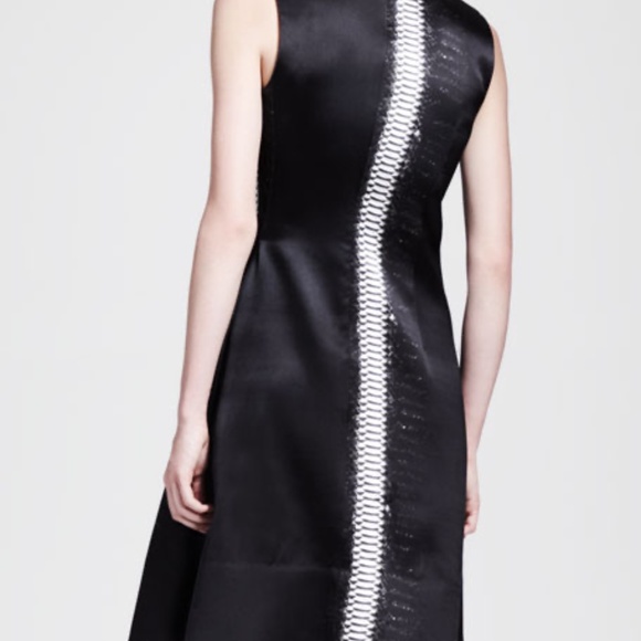 Reed Krakoff Asymmetric Contrast-Stripe Silk Dress - Size 2 - Picture 2 of 7